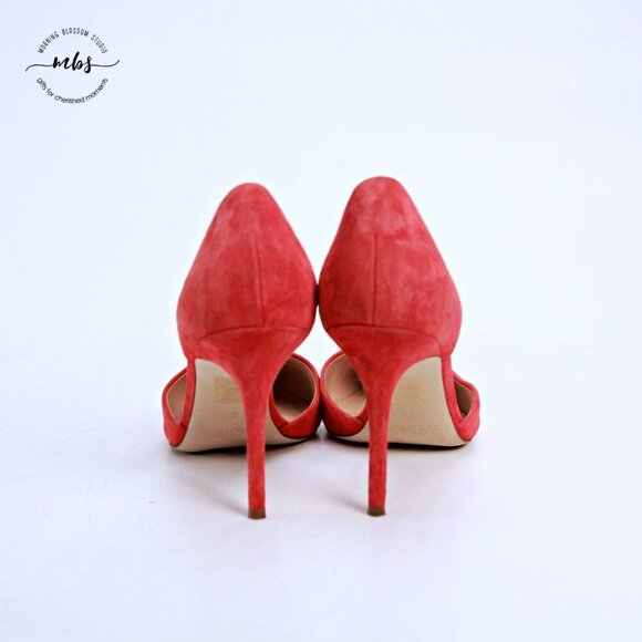 J. Crew Elsie Leather Pointed Toe Heel Pumps Orange Red Women 8.5 - Picture 6 of 14